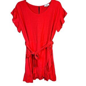 Entro Anthro Coral Ruffle Tulip Hem Lined Dress M/Boutique Romantic Spring Style
